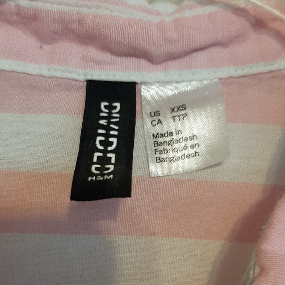 H&M Pink and White Striped Button Shirt - Picture 2 of 3
